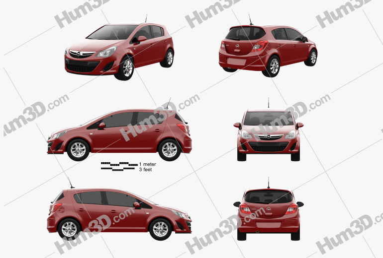 Opel Corsa Essentia 5-door 2020 Blueprint Template