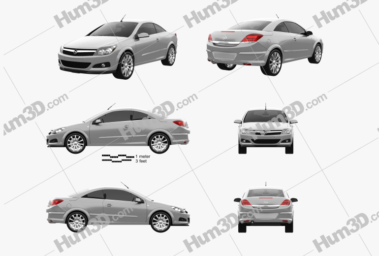 Opel Astra TwinTop 2009 Blueprint Template