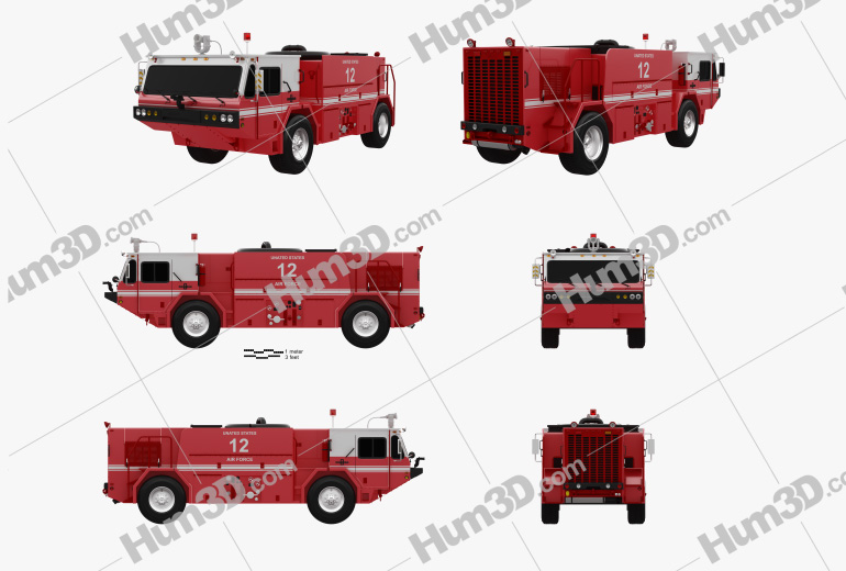 Oshkosh P19 Fire Truck 1984 Blueprint Template