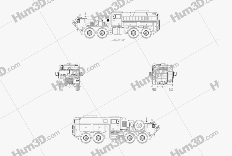 Oshkosh M1142 Tactical Firefighting Truck 2018 Blueprint