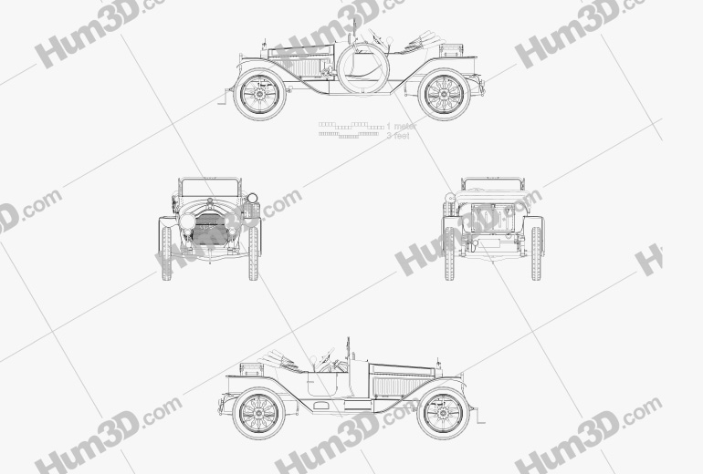 Packard Indy 500 Pace Car 1915 Disegno Tecnico