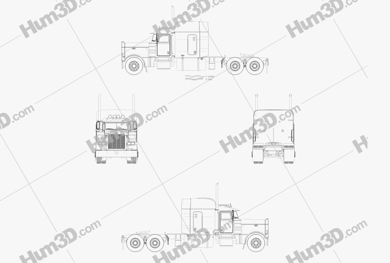 Peterbilt 379 Camion Trattore 1987 Disegno Tecnico