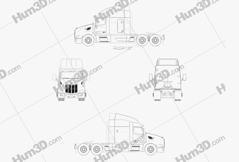Peterbilt 579 Tractor Truck 2014 Blueprint