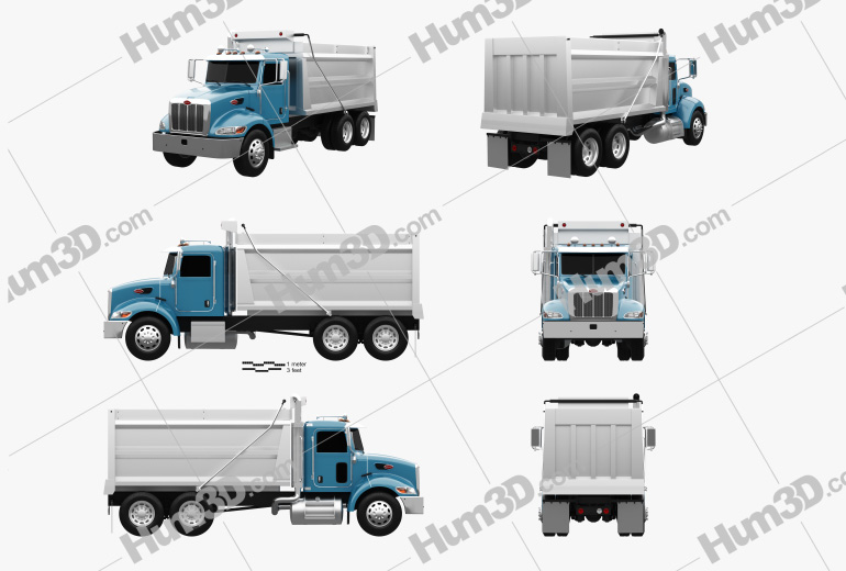 Peterbilt 348 Dump Truck 2015 Blueprint Template