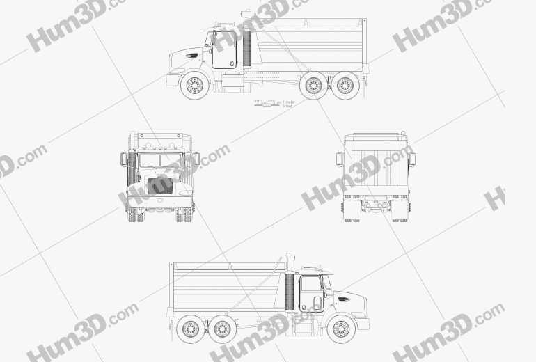Peterbilt 348 Dump Truck 2015 Blueprint