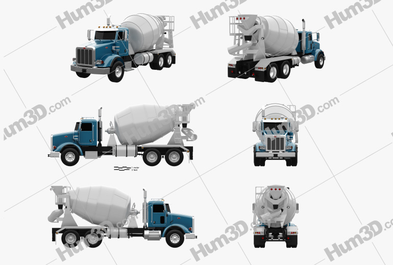 Peterbilt 365 Mixer Truck 2015 Blueprint Template
