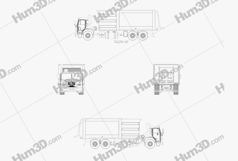 Peterbilt 320 Garbage Truck 2015 Blueprint
