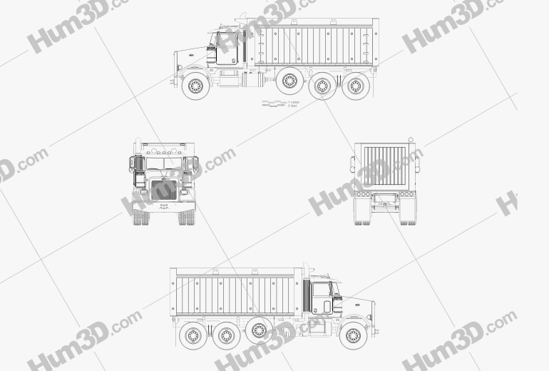 Peterbilt 367 Dump Truck 2015 Blueprint