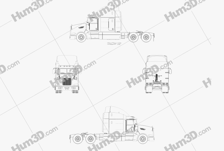 Peterbilt 386 Cabina Dormitorio Camión Tractor 2019 Blueprint