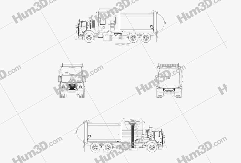 Peterbilt 520 Camião do Lixo McNeilus 2016 Blueprint