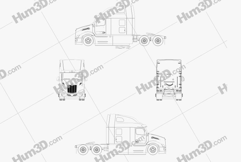 Peterbilt 579 Cabina Dormitorio Camión Tractor 2022 Blueprint