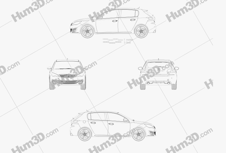 Peugeot 308 GTi 2018 Blueprint