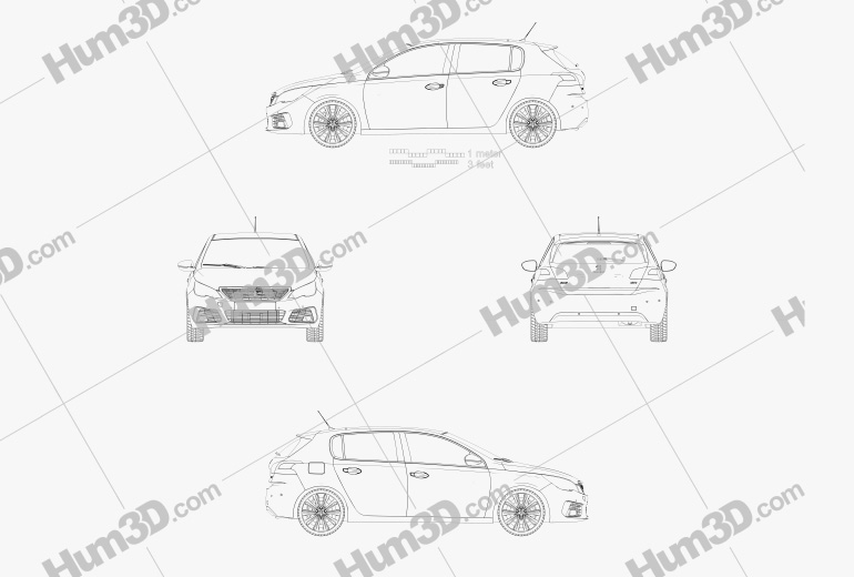 Peugeot 308 hatchback 2020 Blueprint