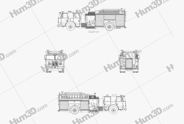 Pierce Fire Truck Pumper 2015 Blueprint