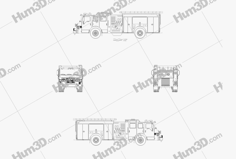 Pierce E402 Pumper Fire Truck 2018 Blueprint