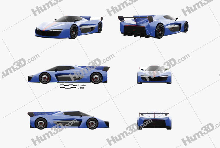 Pininfarina H2 Speed 2018 Blueprint Template