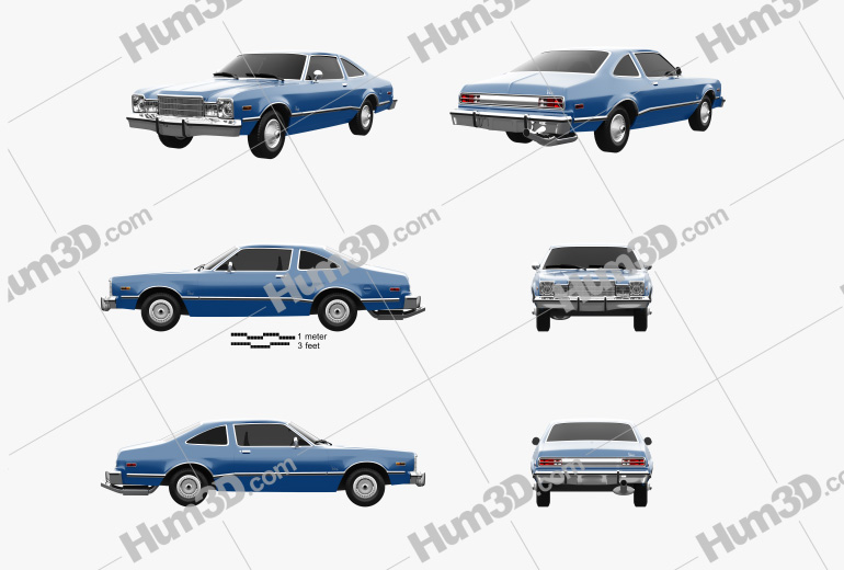Plymouth Volare coupe 1977 Blueprint Template