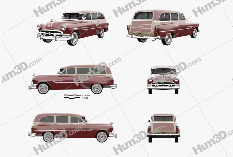 Pontiac Chieftain Deluxe Station Wagon 1953 Blueprint Template