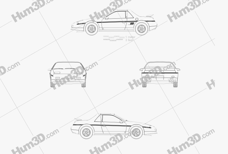 Pontiac Fiero GT 1985 ブループリント
