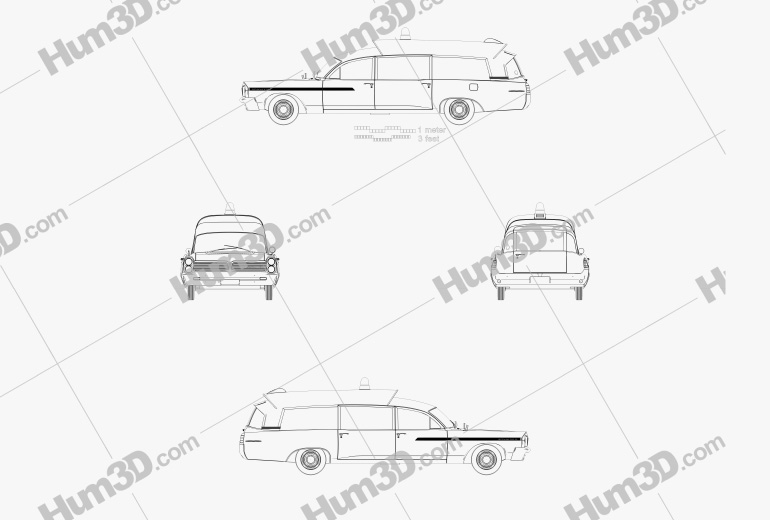 Pontiac Bonneville Giardinetta Ambulanza Kennedy 1963 Blueprint