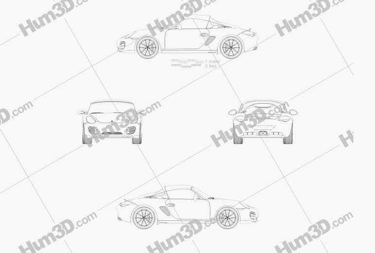 Porsche Boxster Spyder 2011 Disegno Tecnico