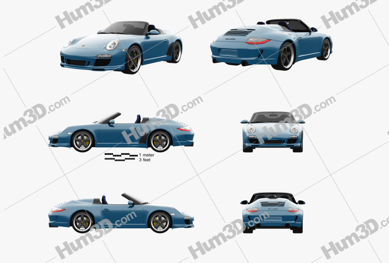 Porsche 911 Speedster 2012 Blueprint Template