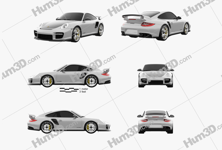 Porsche 911 GT2RS 2012 Blueprint Template