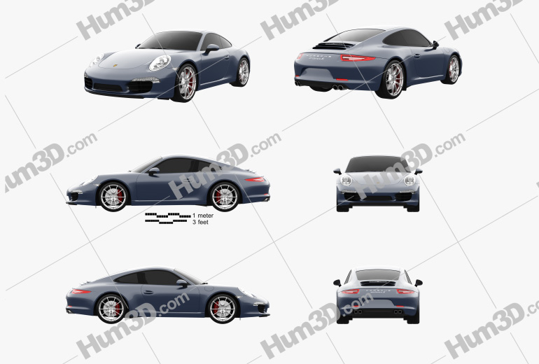 Porsche 911 Carrera S Coupe 2015 Blueprint Template
