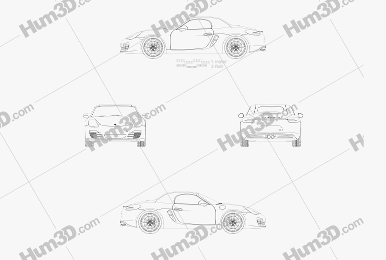 Porsche Boxster S 981 2015 Blueprint