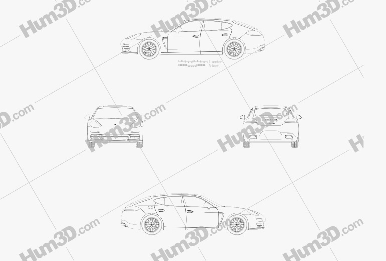 Porsche Panamera 4S 2016 Blueprint