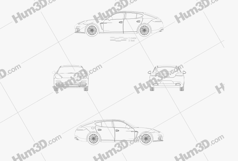 Porsche Panamera S E-Hybrid 2016 Blueprint
