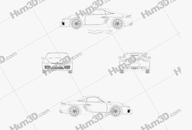 Porsche Boxster 981 Spyder 2016 Blueprint