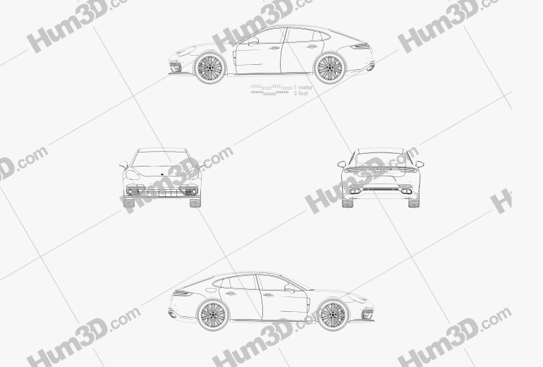 Porsche Panamera Turbo 2020 Blueprint
