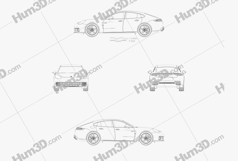 Porsche Panamera 4 E-Hybrid 2020 Blueprint