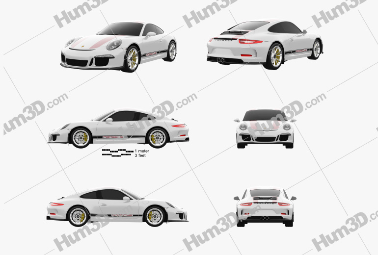 Porsche 911 R (991) 2020 Blueprint Template
