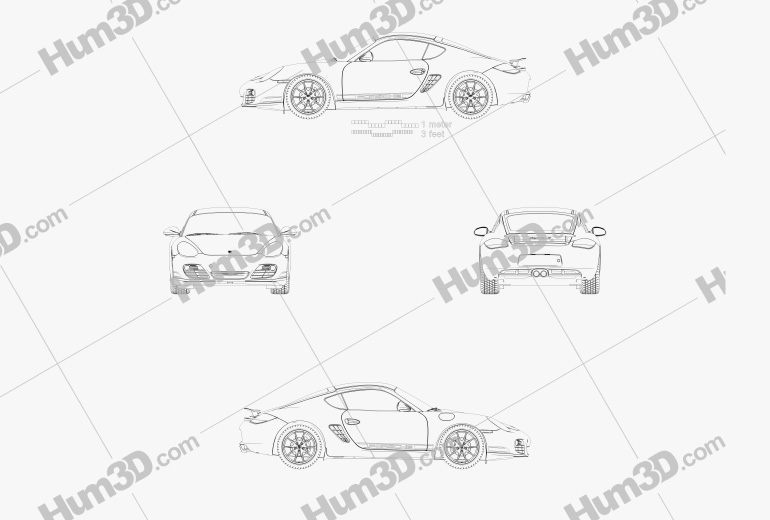 Porsche Cayman R (987C) 2013 Blueprint