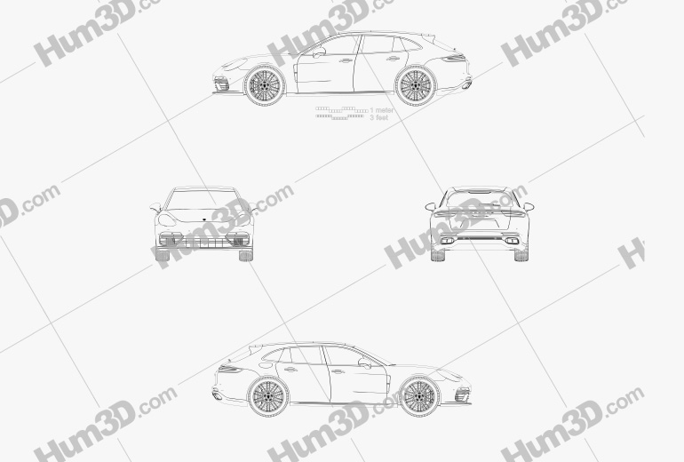 Porsche Panamera Sport Turismo Turbo 2020 Blueprint