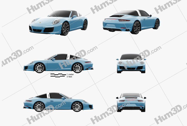 Porsche 911 Targa (991) 4S 2020 Blueprint Template