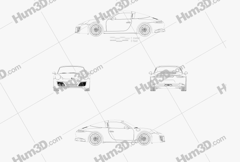 Porsche 911 Targa (991) 4S 2020 Blueprint