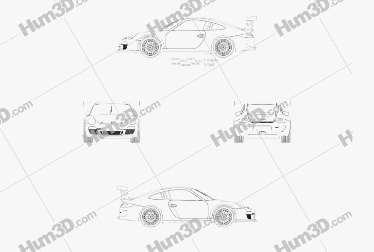 Porsche 911 Carrera GT3 Cup Car 2020 Blueprint