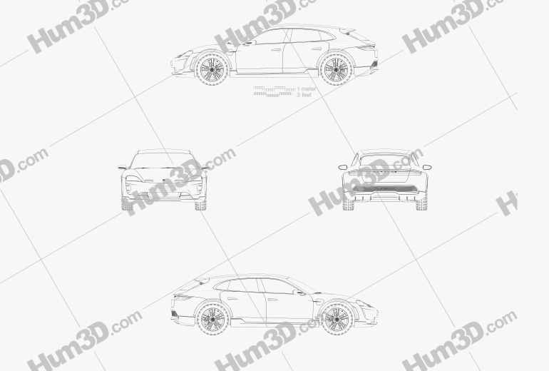 Porsche Mission E Cross Turismo 2019 Blueprint