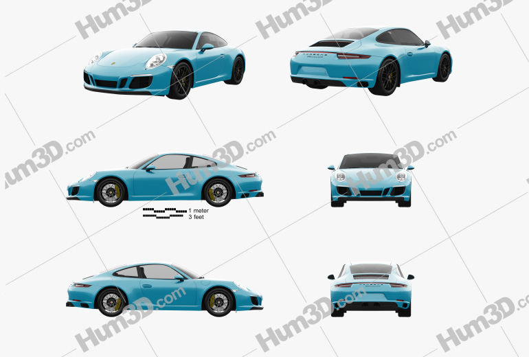 Porsche 911 Carrera GTS coupe 2022 Blueprint Template