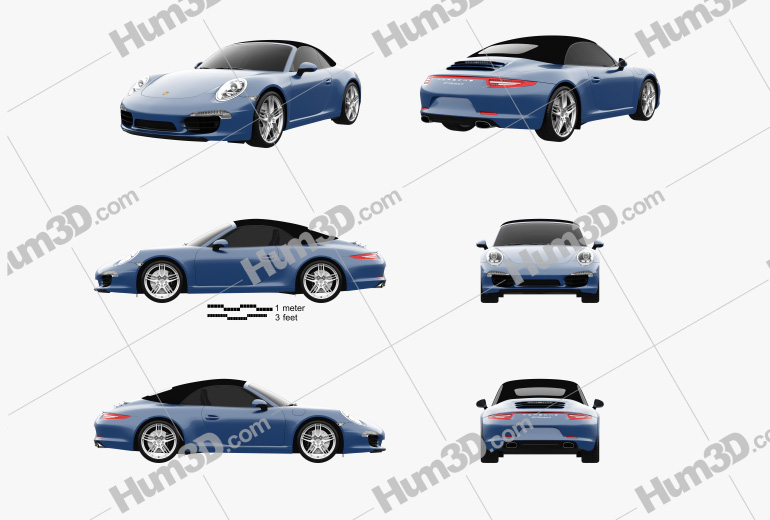 Porsche 911 Carrera 4 cabriolet 2020 Blueprint Template