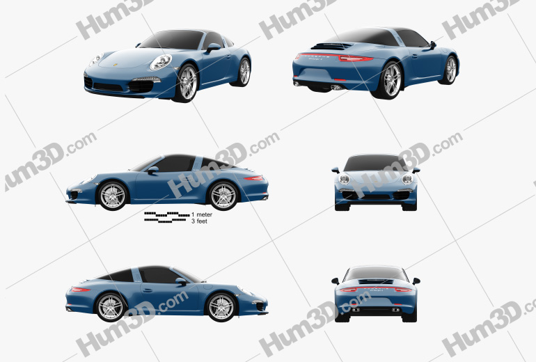 Porsche 911 Targa 4 2020 Blueprint Template