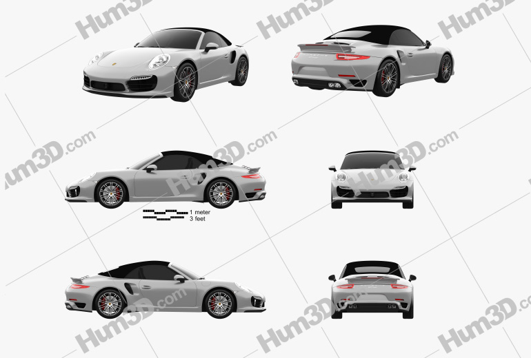 Porsche 911 Turbo cabriolet 2020 Blueprint Template