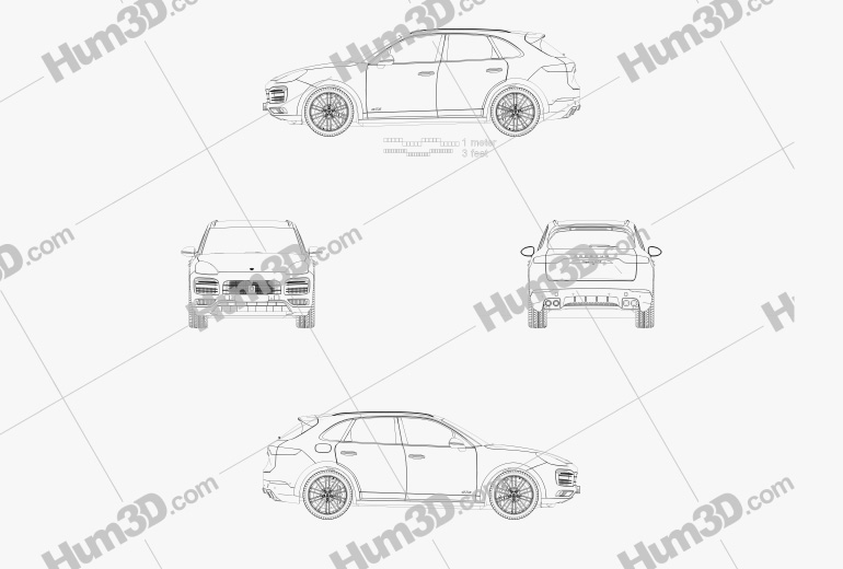Porsche Cayenne GTS 2022 Blueprint