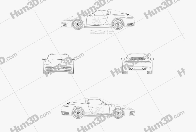 Porsche 911 Targa 4S Heritage 2022 Blueprint