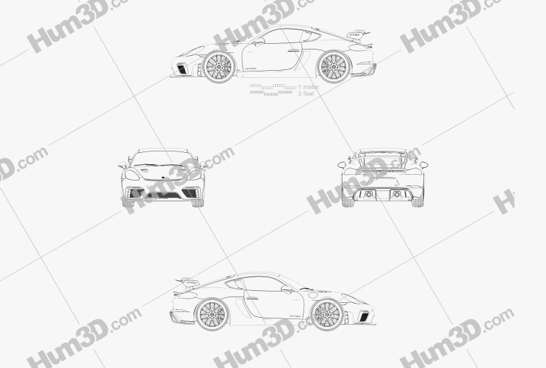 Porsche Cayman 718 GT4 RS 2022 Креслення