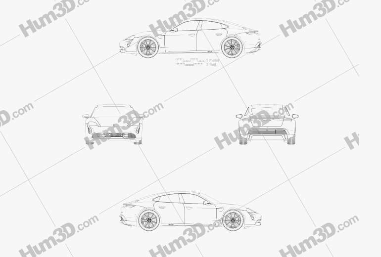 Porsche Taycan GTS 2021 Blueprint