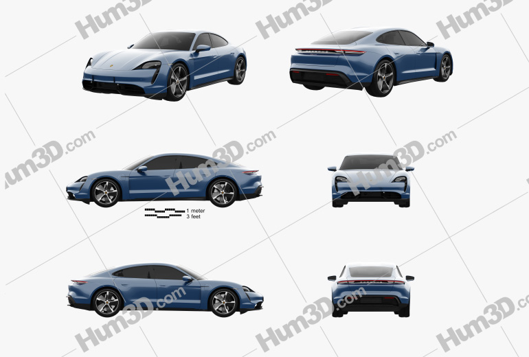 Porsche Taycan 2020 Blueprint Template